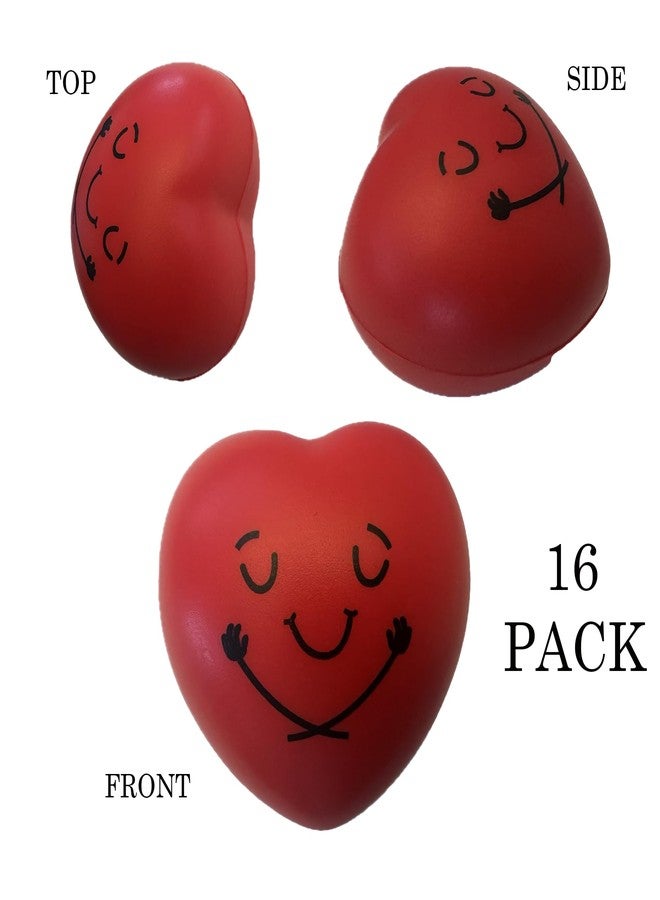 BASHOUT Heart Shape Stress Balls 16 Pcs Pack | 3” Inch Red Heart Shape Smile Balls | Squeeze Foam Heart Balls with Hug | Soft Heart Balls for Valentines Classroom Gifts | Valentines Party Favors | BASHOUT - Image 3